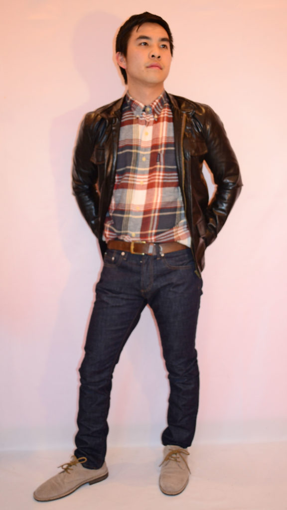 Flannel, jeans, leather jacket (2)