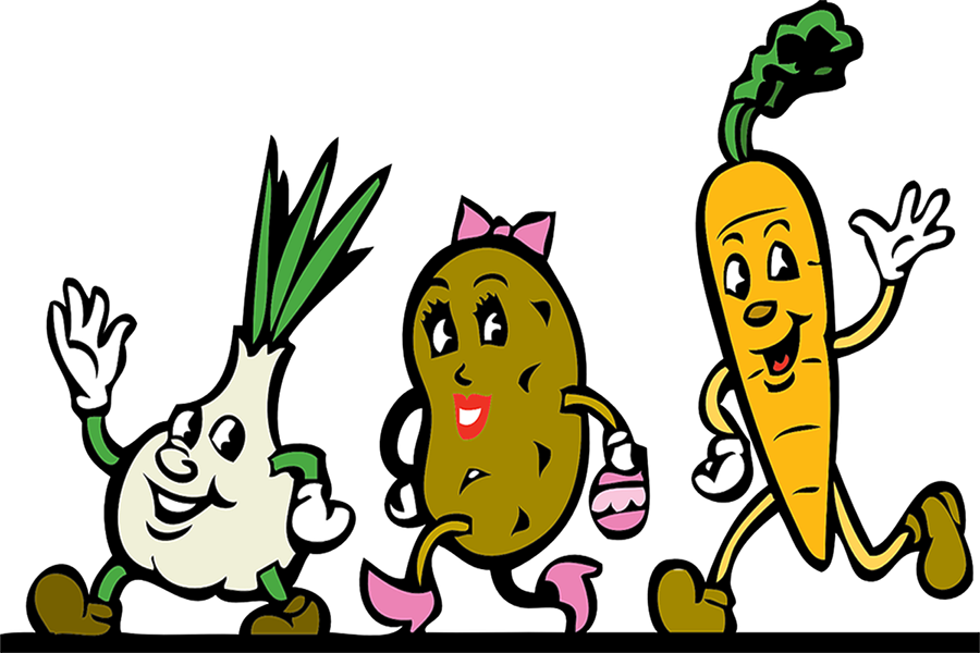 vegetables, cartoon, root vegetables