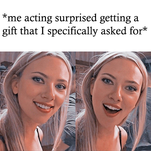scarlette Johansson meme, acting surprised, christmas gift meme